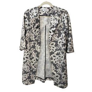 New Jones Studio‎ Black White Floral Mid Length Embroidered Blazer Jacket Sz XS